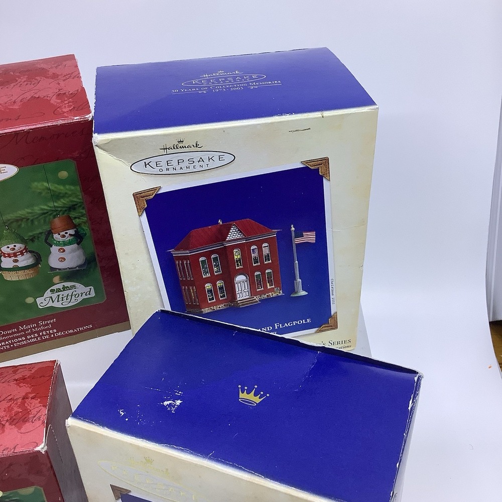 Hallmark Keepsake Ornaments Lot Town Country Mitford Snowmen Village 4 Boxes - Picture 4 of 7